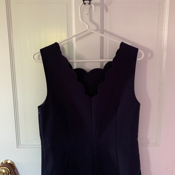 J. Crew Factory Navy Scalloped Shift Dress - Picture 2 of 3